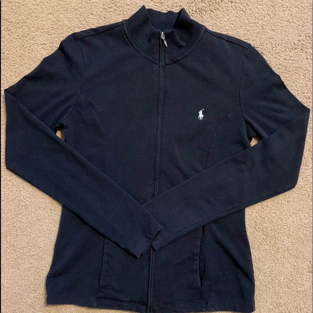 Women’s Ralph Lauren Jersey-Weight Full-Zip Jacket, Black
